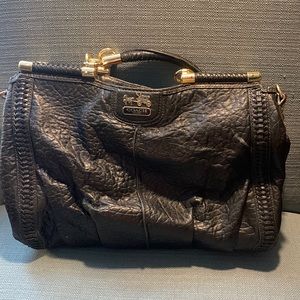 black leather coach shoulder bag